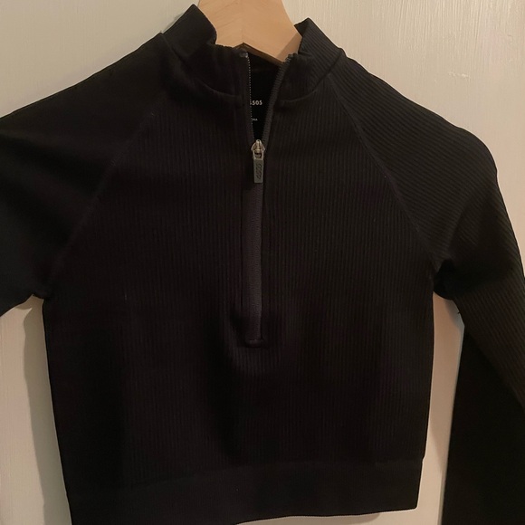 ASOS 4505 Black Athletic Quarter-Zip Mock Neck Ribbed Jacket Size XS - Picture 13 of 15